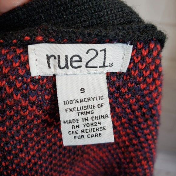 Vintage Style Black V Neck Knit Sweater Button Vest womens S Cropped Diamond - Picture 6 of 6